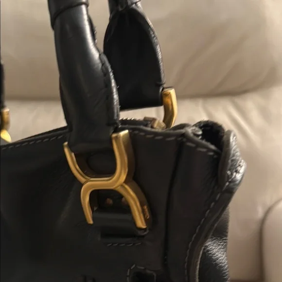 Chloe Black and Gold Shoulder Bag with Horseshoe Clasps - Picture 7 of 16